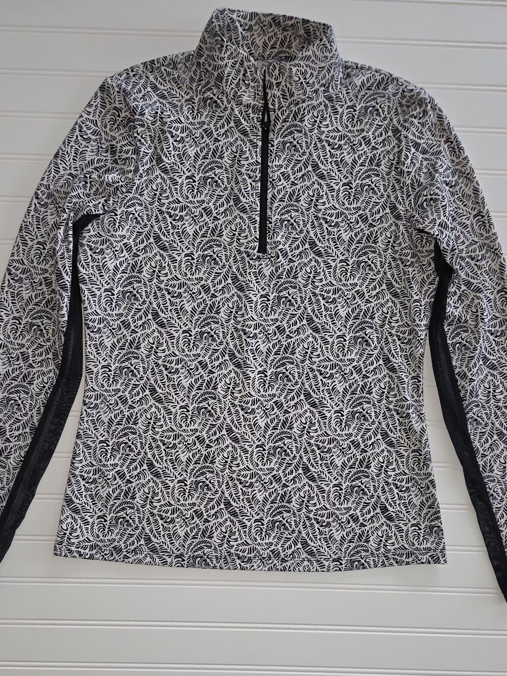 Tommy Bahama Black & White Printed Quarter-Zip Turtleneck Sweater